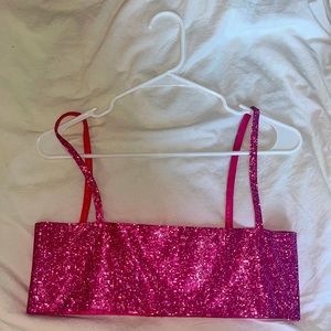 Hot pink rhinestone crop top Whitefox